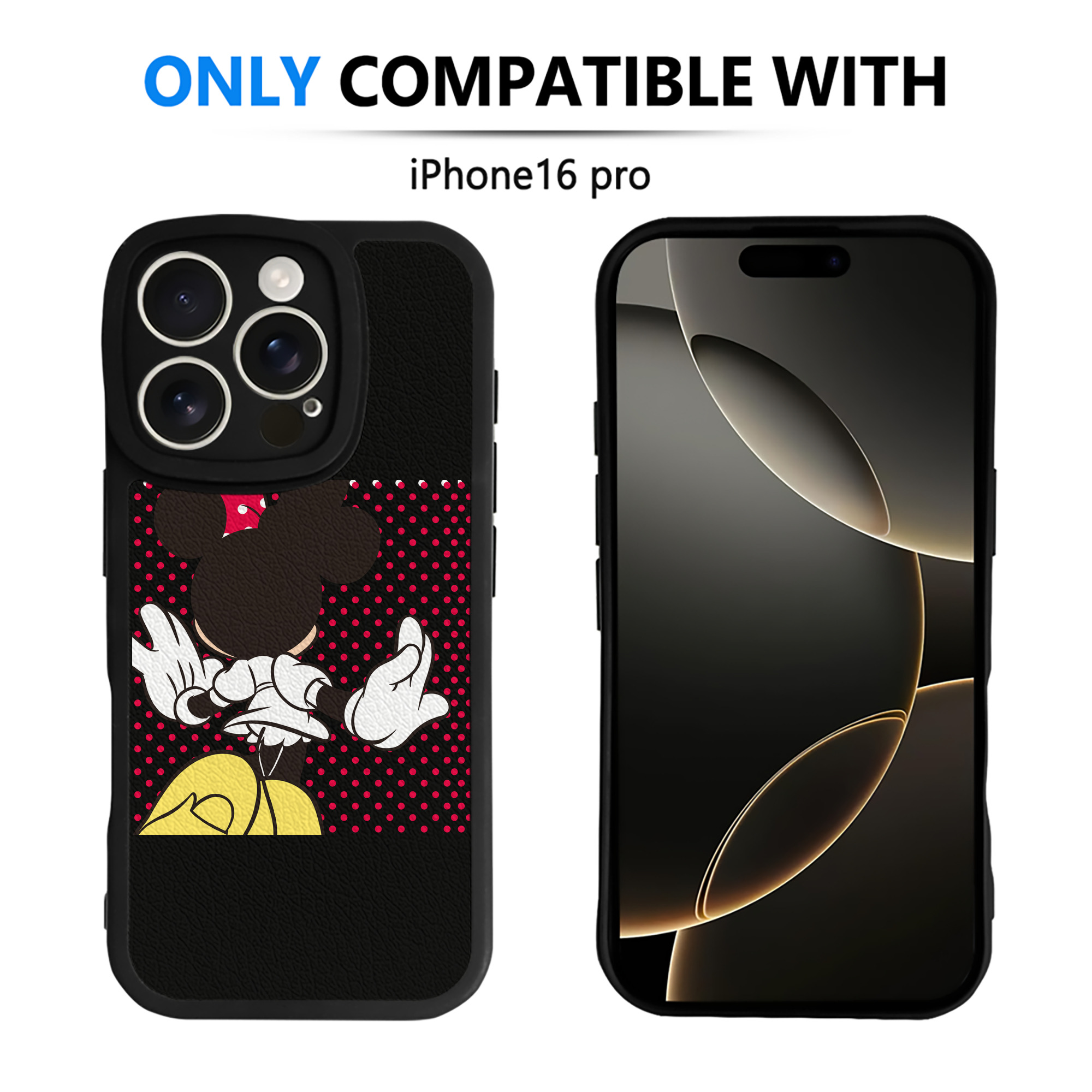 （画像用） ミッキーマウス Mickey Mouse 【iPhone 16シリーズ対応】シリコンスマホケース（レザー調） 材質：シリコン